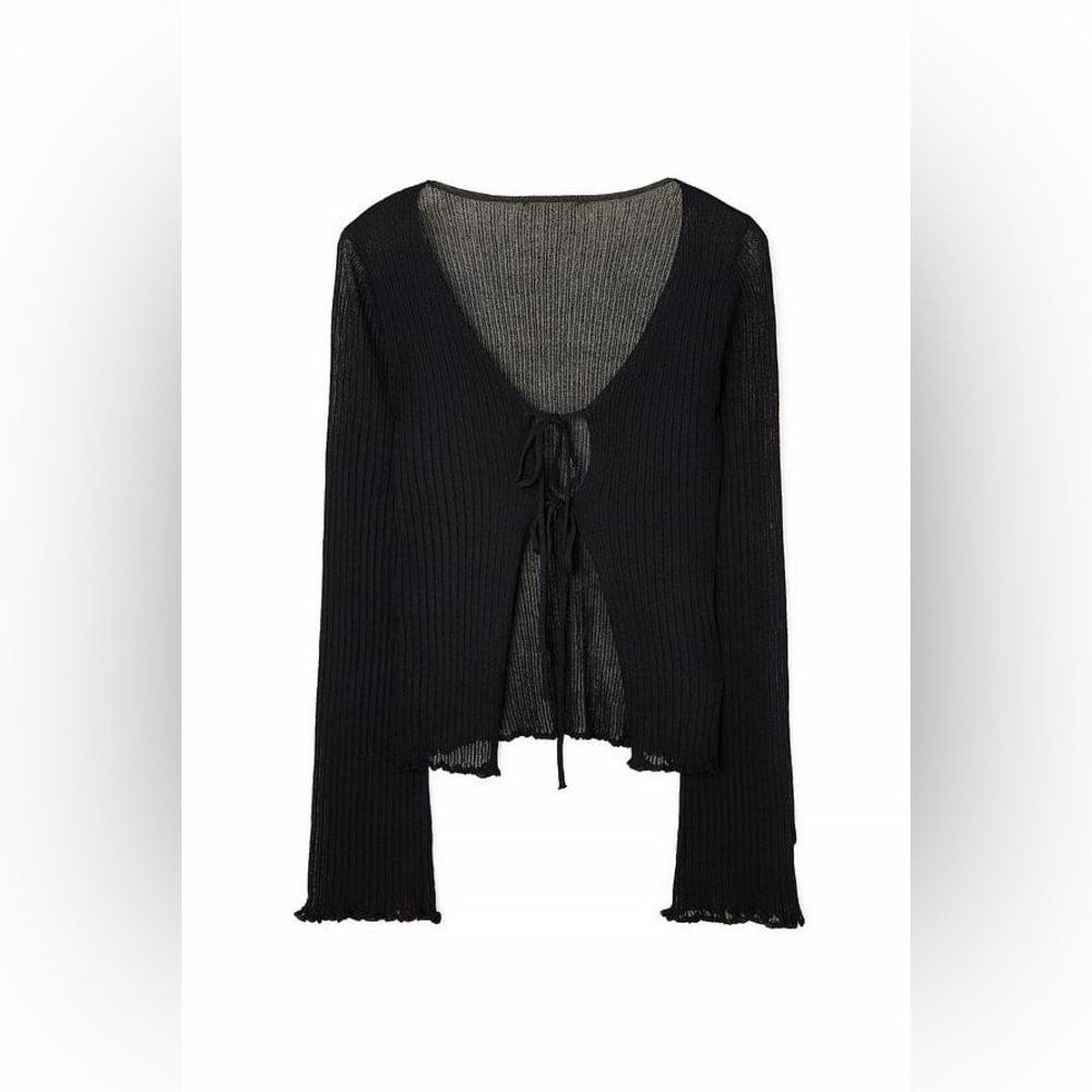 Fine Knitted Tie Detailed Cardigan